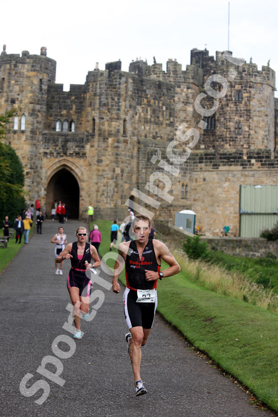 Alnwick Castle as the backdrop during the Bamburgh Triathlon